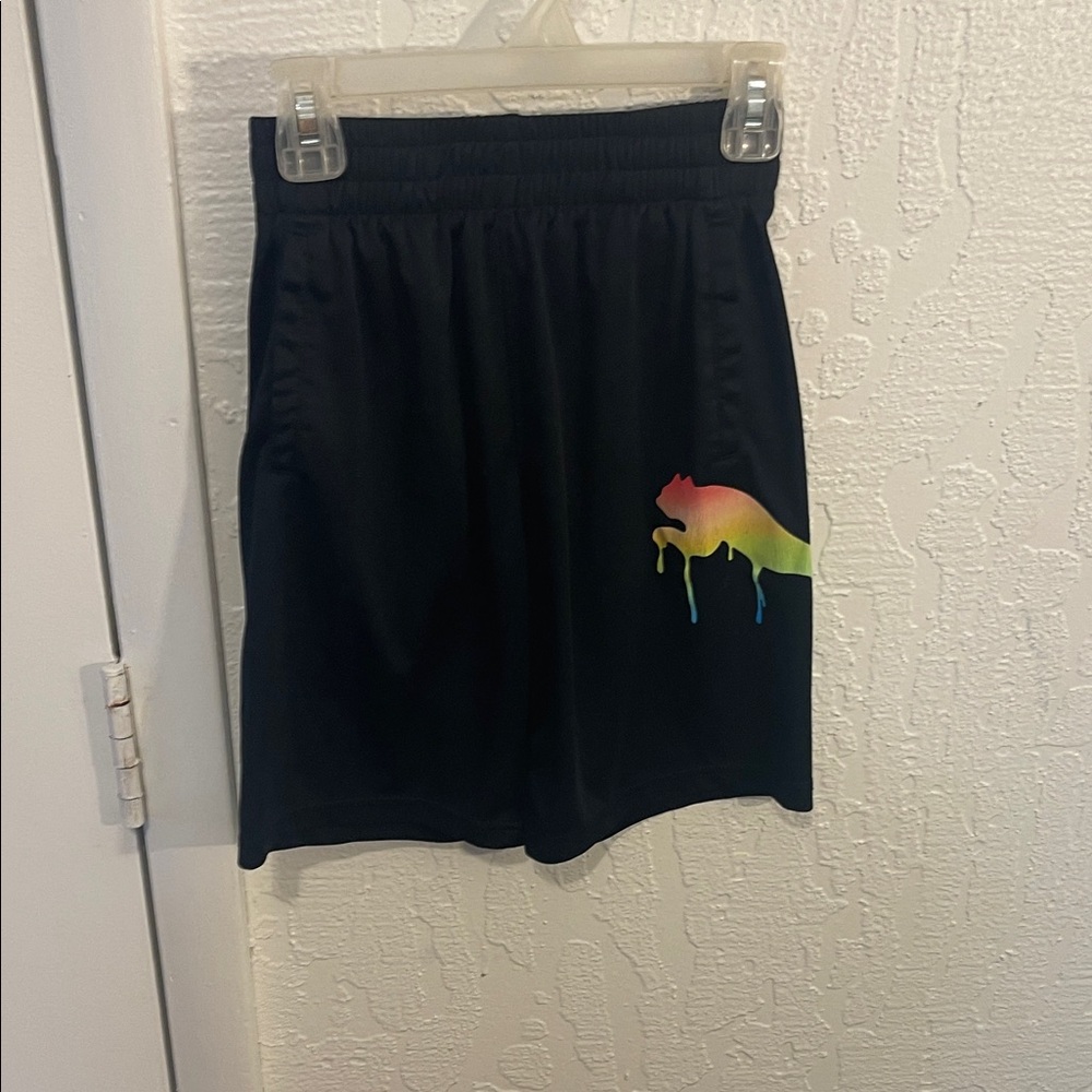 Puma Black Shorts with Colorful Logo
